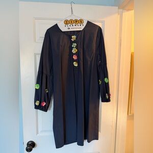 Vilagallo Women's Dress with Floral sequin Accents - Navy